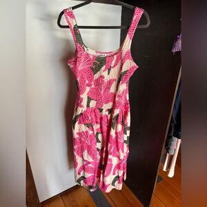 Mixed by Nasrin Pink Orchard Smocked Sleeveless Dress—L